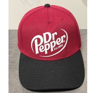 Dr Pepper Snapback Hat Maroon Black Two Tone Logo Adjustable Cap OSFM